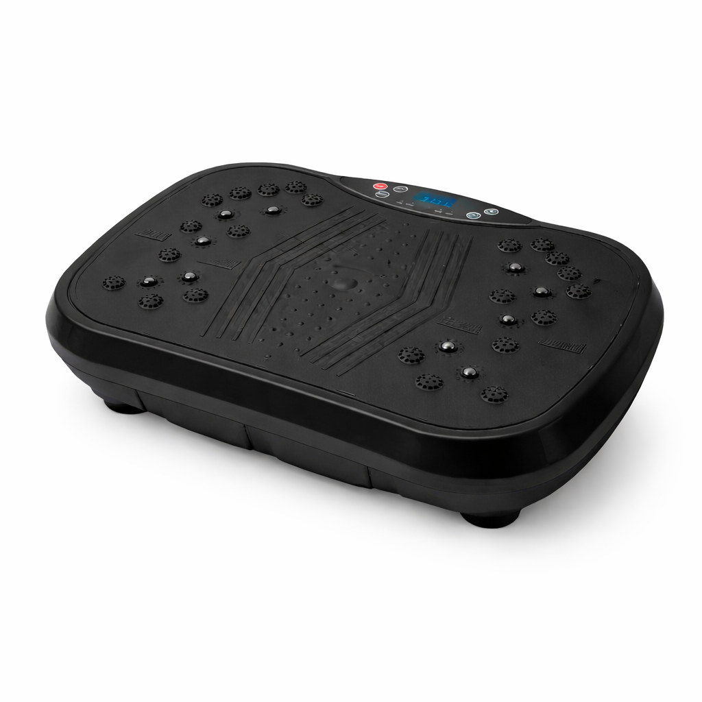Black vibration plate on a white background