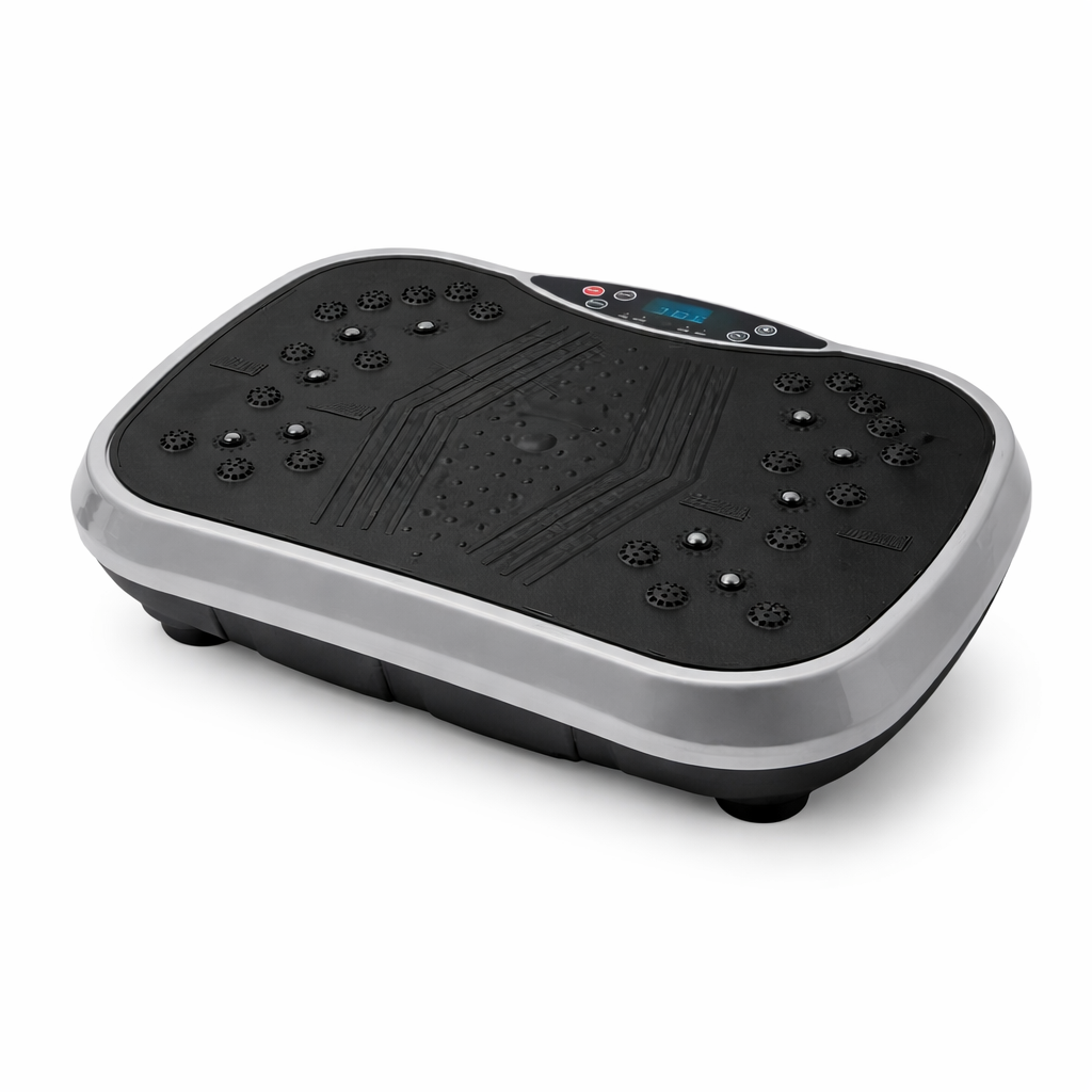 Silver vibration plate on a white background